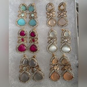 Elegant Gold and Multicolor Drop Earrings